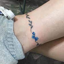 Adorable Floral Anklet Tattoo By Zihee Ankle Tattoos For Women Ankle Bracelet Tattoo Tattoos