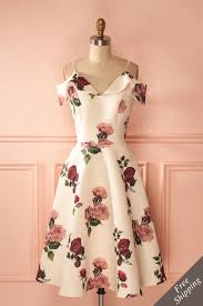 A Cream Off Shoulder Dress Is The Perfect Way To Be Elegant And Feminine Promdresses Bridesmaids Fashion Dresses Floral Cocktail Dress Fancy Dresses