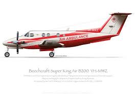 Beechcraft Super King Air B200 Vh Mwz Rfds General Aviation Airplane Print Aircraft