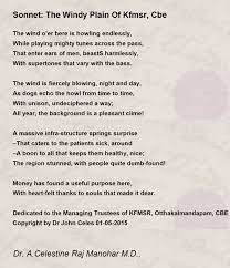 Sonnet: The Windy Plain Of Kfmsr, Cbe 