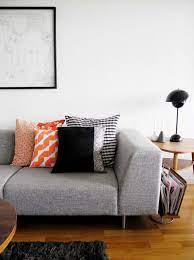 Apartment black bright copy couch cushions design empty flat furniture grey home interior living loft minimal modern orange pillow room settee simple sofa space table wall white wooden. Babyramen Textiles Grey Couch Living Room Grey And Orange Living Room Throw Pillows Living Room