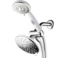 Hotel Spa 30 Spray 6 In Dual Shower Head And Handheld Shower Head With Waterfall In Chrome Grey In 2020 Dual Shower Heads Shower Heads Hand Held Shower
