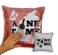 Wine Time Sequin Cushion Cover Magic Reveal Funny Gift ...
