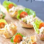 Working with 1 wonton wrapper at a time (cover the remaining wrappers to keep from drying), spoon about 2 teaspoons chicken mixture into center of wrapper. Chicken Salad Wonton Cups Are An Easy Appetizer