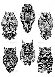 The owl is a unique bird that's mostly associated with wisdom and knowledge. Isolated Owl Birds In Tribal Style For Mascot Tattoo Or Wildlife Concept Flat Sports Mascots Medi Geometric Owl Geometric Owl Tattoo Owl Tattoo Design
