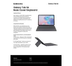Keyboard function keys (f1 through f12) often have a printed icon that indicates a secondary action, such as muting sound or adjusting display brightness. Samsung Keyboard Cover For Samsung Galaxy Tab S6 Gray