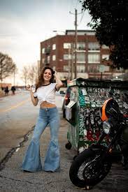 Corduroy bell bottom pants were especially popular in the 1970s. Ringer Tee Bell Bottoms Lush To Blush Bell Bottoms Bell Bottom Jeans Outfit 70s Outfits
