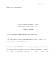 This assignment is going to describe and explain the teaching of phonics as an approach within it will do this by identifying research that underpins systematic synthetic phonics and outline the this highlights this importance of phonics being taught early as the children are expected to read by the. Pdf Synthetic Phonics And The Teaching Of Reading