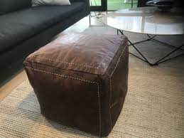 Baxton studio dennehy ottoman in dark brown. Moroccan Leather Ottoman Pouffe Pouf Footstool Coffee Table In Dark Ta Ottomans Australia