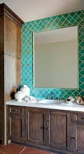 See more ideas about moroccan tile backsplash, moroccan tile, tile backsplash. Turquoise Blue Moroccan Tile Backsplash With Turquoise Tiled Mirror Contemporary Bathroom Arabesque Tile Bathroom Turquoise Bathroom Brown Bathroom