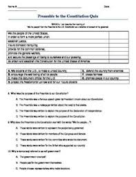 Preamble To The Constitution Quiz Or Worksheet Constitution Quiz Preamble Constitution