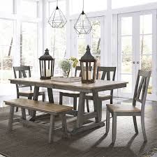 P purlove 6 piece dining table set wood dining table and chair kitchen table set for 6 persons,dining room set with table, bench and 4 chairs 4.6 out of 5 stars 4 $529.99$529.99 $169.99 shipping Liberty Furniture Lindsey Farm Transitional Two Toned 6 Piece Trestle Table Set Lindy S Furniture Company Table Chair Set With Bench