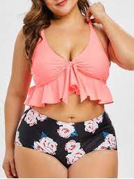 Plus Size Ruffle Scale Polka Dot Pineapple Floral Bikini Set Plus Size Bikini Plus Size Bikini Set Bikini Set