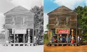 gas station sprott al crossroads store 1935 side by side photograph by mike savad