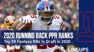 These fantasy football rankings are refreshed live every day based on average draft position data generated by the fantasy football mock drafts. Running Back Ppr Rankings Projections Top 50 Fantasy Rbs In 2020