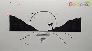 How to draw a beautiful sunset using wax crayons. How To Draw Sunset At The Beach Youtube