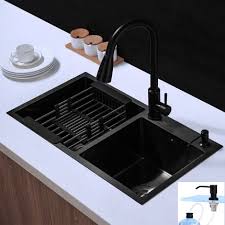 Granite sinks in darker tones of black and brown become an instant focal point. Black Kitchen Sink Double Handmade 304 Stainless Steel Seamless Welding Sinks With X Groove Design Shopee Singapore