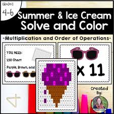 June Summer Ice Cream Solve And Color Multiplication And Order Of Operations