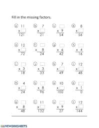 7 to 9 minutes standards met: Factors Worksheet