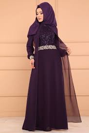 Modaselvim Abiye Gold Detay Tesettur Abiye Alm52700 Mor Gaun