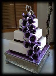Purple Sugar Orchid Wedding Cake Square Wedding Cakes Orchid Wedding Cake Purple Wedding Cakes Square Wedding Cakes
