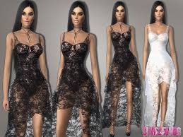 364 Transparent Lace Dress The Sims 4 Download Simsdomination Sims 4 Dresses Sims 4 Clothing Sims 4 Wedding Dress