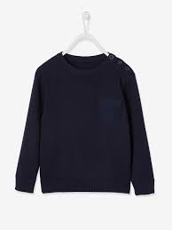 Jumper In Brioche Stitch For Boys Dark Blue Boys