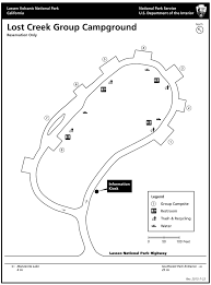Map does not represent size/shape of site. Lost Creek Group Campground Lassen Volcanic National Park U S National Park Service