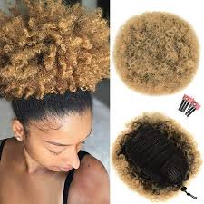 Afro Puff Drawstring Ponytail Extension for Black Women, Premium Medium  Brown #4 80 Gram Short Synthetic Afro Puff Ponytail for Natural Hair, Clip  On Kinky Drawstring Curly Ponytail Bun
