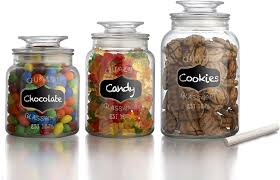 Our classic glass bathroom canisters come in assorted shapes and sizes to store everyday essentials from bath beads to cotton balls. Amazon Com American Atelier Canister Set 3 Piece Glass Jars In 33oz 44oz 60oz Chic Retro W Airtight Lids Chalkboard For Cookies Candy Coffee Flour Sugar Rice Pasta Cereal More Food Savers