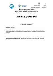 Budget 2018 was formulated in line with the 11mp and this is the third budget under the plan. Scar Xxxiv Wp41 Draft Budget For 2018 Including Applications For Major Meeting Funds