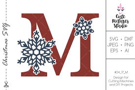 Download Christmas Monogram Svg Snowflake Letter M Svg Dxf Png 385497 Svgs Design Bundles