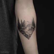 Splendid Landscape Tattoo By Grxsy Landscape Tattoo Tattoos Trendy Tattoos