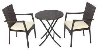 The set is extremely comfortable due to the extra padding on the base and the eton bistro set is available in a choice of 4 different rattan weaves. Finnish Transitional 3 Piece Wicker Bistro Set Tropical Outdoor Pub And Bistro Sets By Gdfstudio Houzz