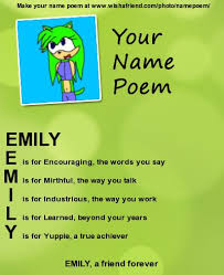 Name Poem Emily The Merhog Poems Emily Name Names