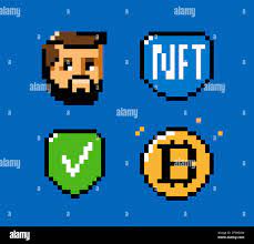 Nft Token Blockchain Icon Set Digital Currency Pixel Art Vector Stock Vector Image Art Alamy