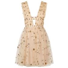 Valentino Star Embroidered Tulle Mini Dress Wanita Vestidos Valentino