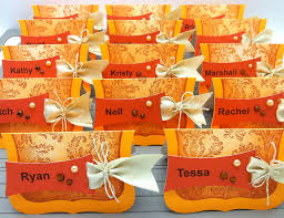 I took a busy pattern paper for the top half and a milder print for the bottom half. Easy Place Cards For Thanksgiving Or The Daily Marker