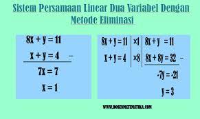 Hasil yang di peroleh dari x atau y kemudian disubtitusikan kesalah satu persamaan linear dua variable tersebut. Sistem Persamaan Linear Dua Variabel Dengan Metode Eliminasi
