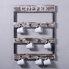3.8 out of 5 stars with 5 ratings. Amazon Com 12 Hook Rustic Wall Mounted Iron Wood Vintage Coffee Mug Holder Cup Rack For Wall Kitchen Storage Rack For Coffee Mugs Tea Cups Mason Jars Retro White Washed Brown Home Improvement