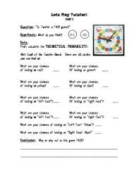 Twister Probability Teacherspayteachers Com Middle School Survival Middle School Lesson Plans Math Intervention
