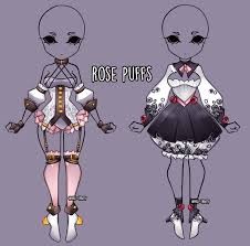You may have covered this already but when drawing clothes, do you look for real examples in perhaps magazines to see how a material would crease in certain positions. Rose Puffs Outfit Adopt Close By Miss Trinity On Deviantart Drawing Anime Clothes Fashion Design Drawings Fashion Drawing