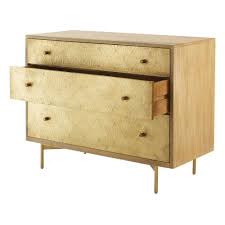 Die hochwertigsten goldene kommoden ausführlich verglichen! Kommode Mit 3 Schubladen Mit Ziselierter Metallfolie Goldfarben Goldy Maisons Du Monde