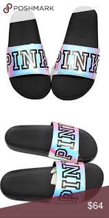 Nwt Victoria S Secret Iridescent Slides New With Tags Sold Out Victoria S Secret Pink Pink Bling Metallic Si Victoria Secret Shoes Victoria Secret Pink Bling
