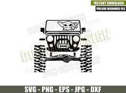 Baby Yoda Jeep Peace Svg Dxf Png Star Wars Movie 4x4 Vehicle Cut File