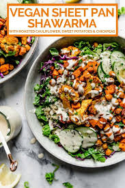 Sheet Pan Chickpea Veggie Shawarma Bowls Plays Well With Butter Recipe In 2020 Whole Food Recipes Healthy Recipes Vegetarian Recipes