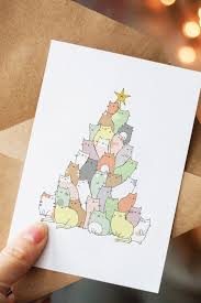 A group of cats dressed up in warm clothes are holding letters that spell joy!. Cat Christmas Card Funny Christmas Card Christmas Tree Christmas Card Pack Christmas Card Set Handmade Cat Gift Ideas Cat Lover Gift Christmas Cards Diy Christmas Cards Cards
