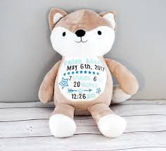 Birth Announcement Stuffed Animal Fox Baby Boys Birth Fox Stat Plush Birth Announcement Stuffed Etsy In 2020 Newborn Gifts Baby Boy Baby Stats