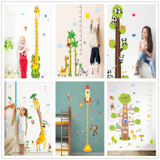 Us 4 07 41 Off Animal Panda Bird Monkey Elephant Giraffe Wall Stickers Kids Rooms Height Chart Ruler Decals Nursery Home Decor Growth Chart In
