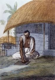 Culture, Civilization and Indian Society: Portrait of a Fakir during prayer, India. Engraving 1808